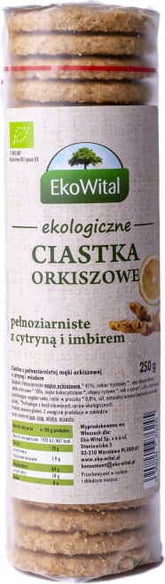 Biscuits épeautre complet au citron et gingembre BIO 250 g EKOWITAL